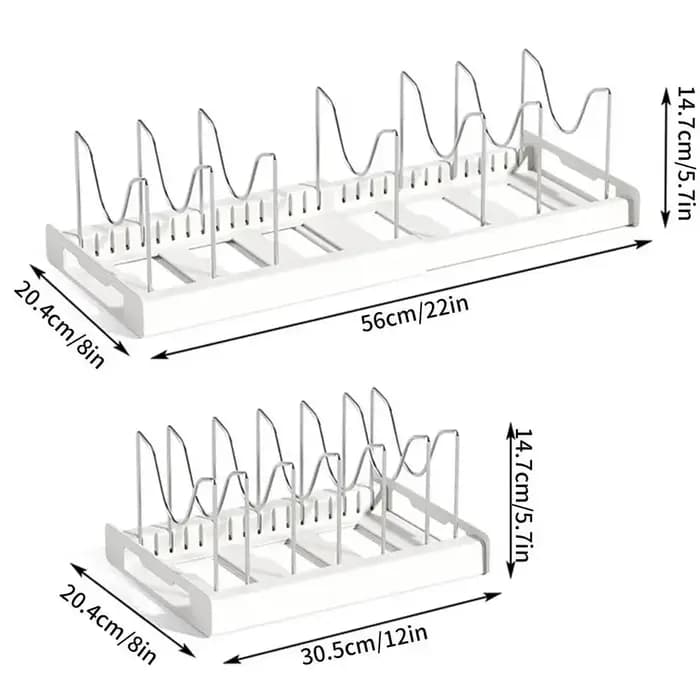 Organiseurs de placard de cuisine pour casseroles et poêles, étagère de rangement extensible en acie