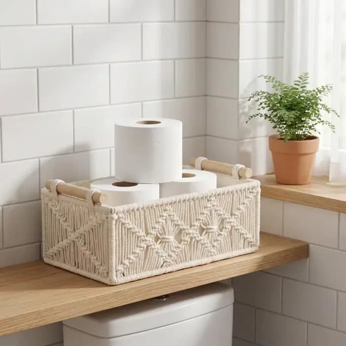 Boîte de rangement avec poignées en bois