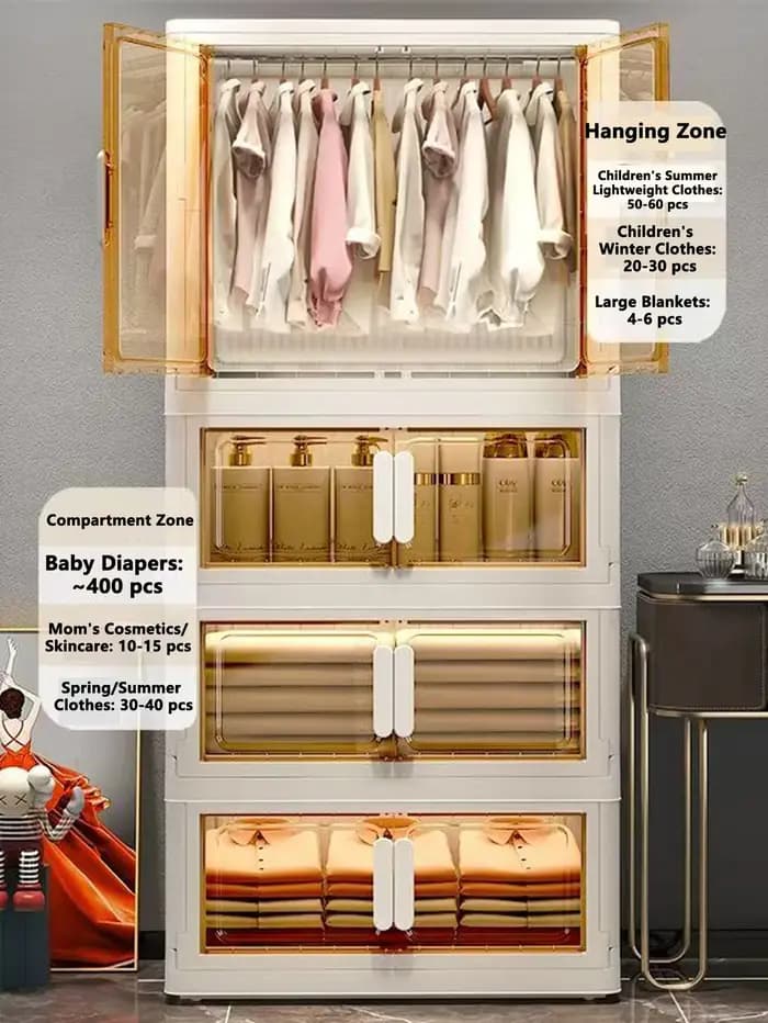 Armoire de rangement en plastique Transparent pliable