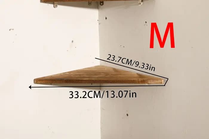 Étagère d'angle en bois brûlé au charbon de bois