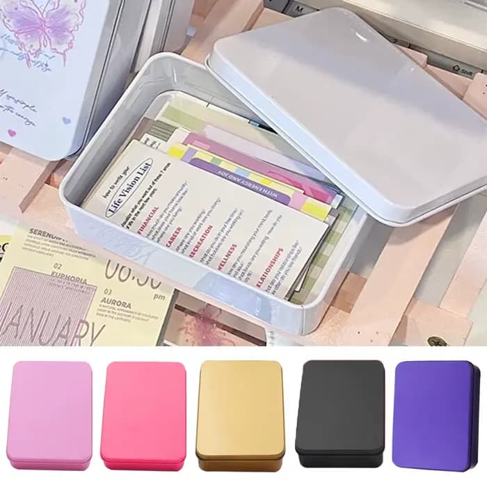 Boîte de rangement d'autocollants en fer blanc