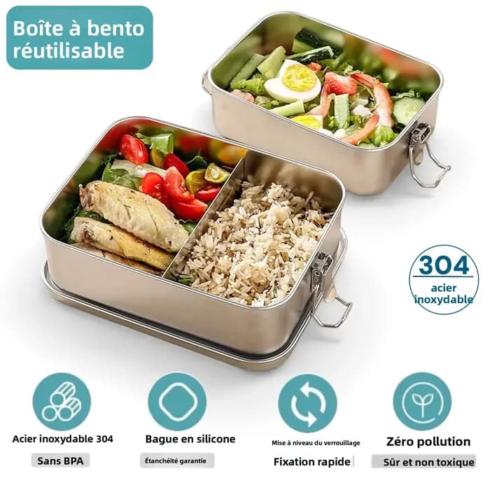 Boîte à lunch en acier inoxydable pour enfants et adultes