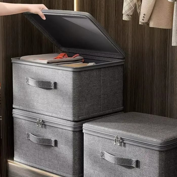Boîte de rangement pliable en tissu surdimensionnée avec couvercle