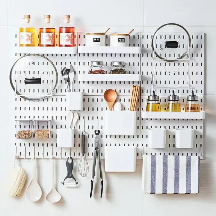 Nouveau bricolage panneau perforé accessoires étagère suspendue crochets de rangement organisateur mural sans poinçonnage artisanat Organization pour Garage cuisine salle