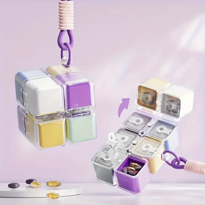 Cube magique créatif, boîte de rangement de médicaments à 8 grilles