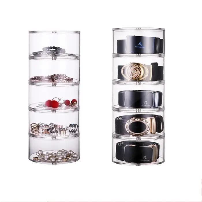 Boîte de rangement magnétique empilable cylindrique en acrylique transparent