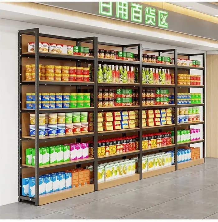 Étagère de présentation multi-niveaux pour supermarché