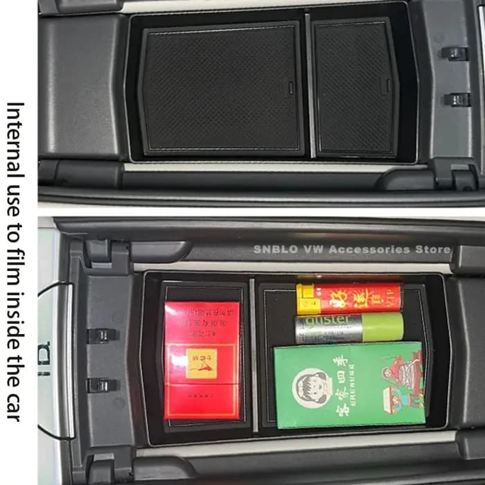 Boîte de rangement pour accoudoir console centrale intérieur en plastique ABS et PVC bleu pour VW ID7 2023 2024 accessoire voiture
