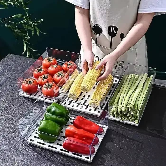 Boîte de rangement pour réfrigérateur de cuisine, type tiroir, boîte de conservation fraîche, œufs de qualité alimentaire, viande, aliments congelés, finition