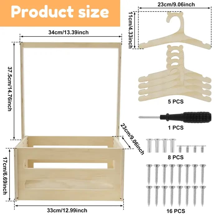 Caisse de rangement en bois pour jouets de bébé, boîte de rangement pour vêtements, panier Portable