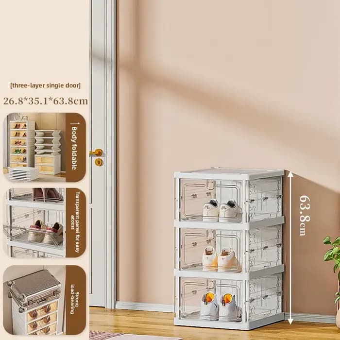 Meuble de rangement pliable transparent pour chaussures