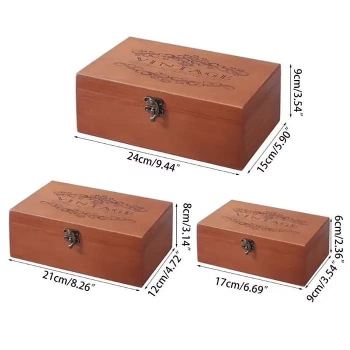 Boîte de rangement vintage en bois pour documents