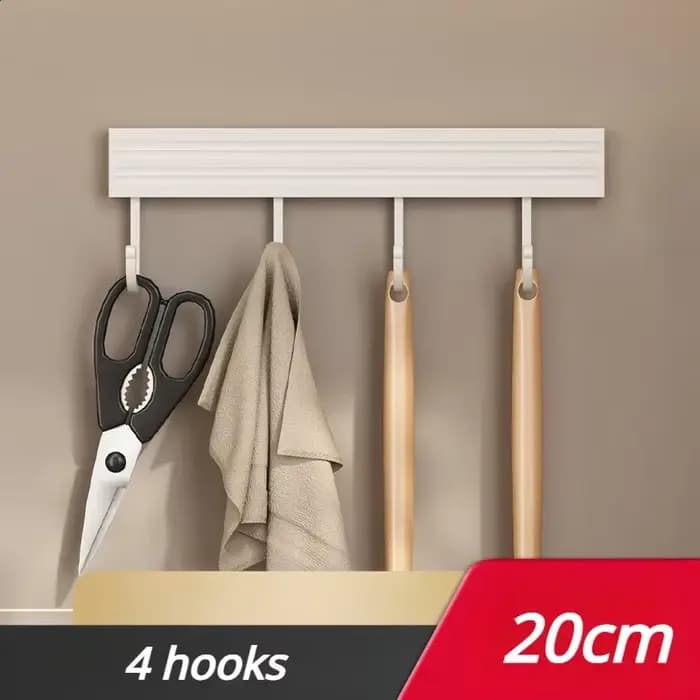 Étagère de rangement murale pour cuisine sans perçage avec crochets mobiles et support pour cuillères, organisateur d'accessoires de cuisine