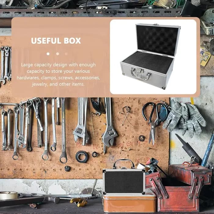 Boîte à outils en alliage d'aluminium, étui pour instruments, organisateur portable robuste et durable, grand espace pour entrepôt, garage, maison, voiture