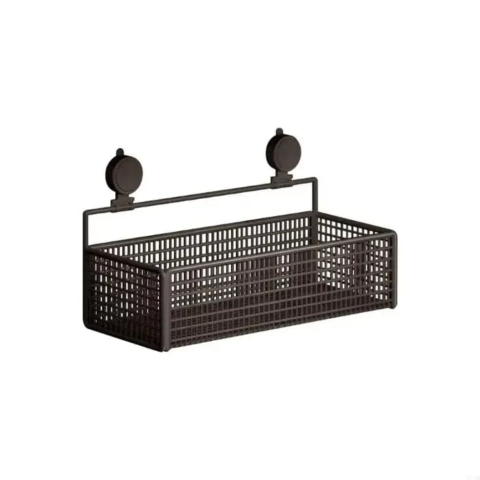 Longue étagère à succion permanente en métal, pour comptoir salle bain, avec panier spacieux, dispos