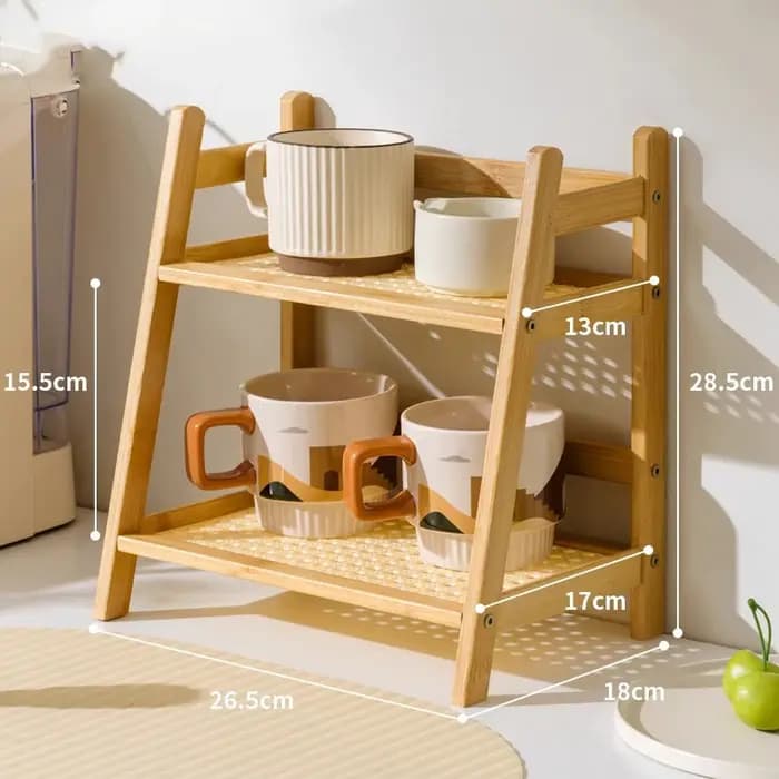 Étagère murale en bambou multifonctionnelle 2026 – Support à tasses à café – Idéale pour la cuisine