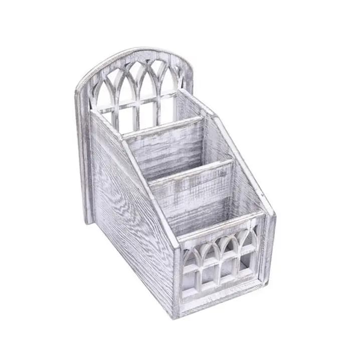 Boîte de rangement pour télécommandes à 3 compartiments, boîte de rangement décorative en bois pour