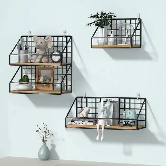 Étagères murales de style simple sans perçage, panier de rangement multifonctionnel pour chambre à coucher, décoration murale, gain de place
