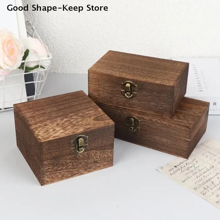 Boîte de rangement carrée à charnières pour bijoux et artisanat