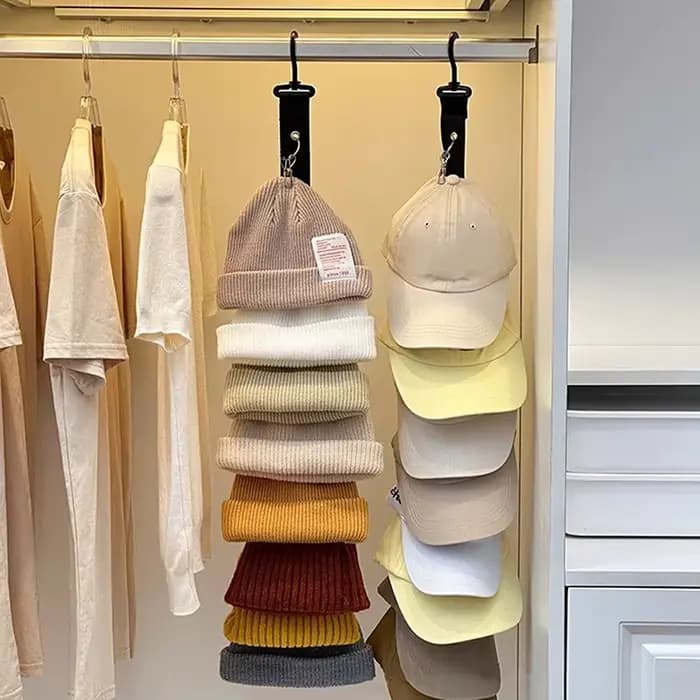 Organisateur de rangement pour casquettes de baseball avec huit pinces