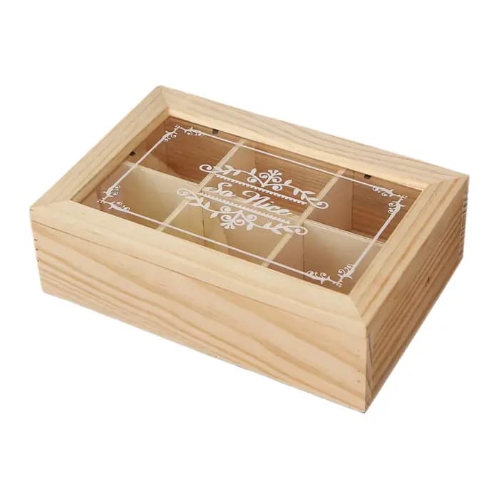 Boîte à thé en bois multifonctionnelle avec couvercle
