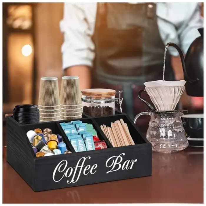 Boîte de rangement de café en bois