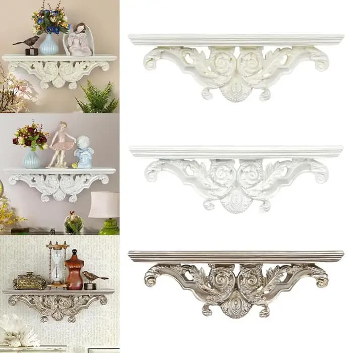 Étagère murale décorative rétro, support de rangement creux créatif pour chambre à coucher, salon, salle de bains et ustensiles d'art de cuisine