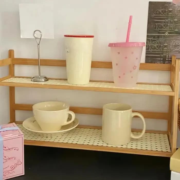 Étagère de rangement en bambou à double couche