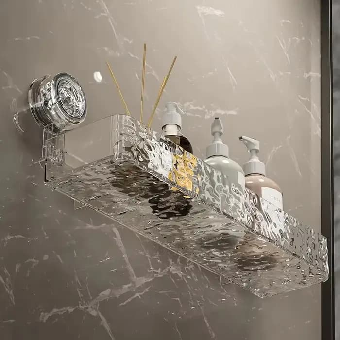 Étagère de rangement à ventouse ondulée pour salle de bain
