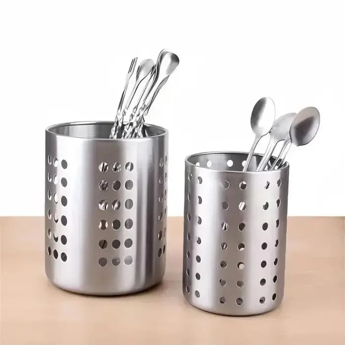 Boîte de rangement pour baguettes cylindriques en acier inoxydable, 1 pièce, adaptée aux cuisines domestiques, aux restaurants et aux dortoirs