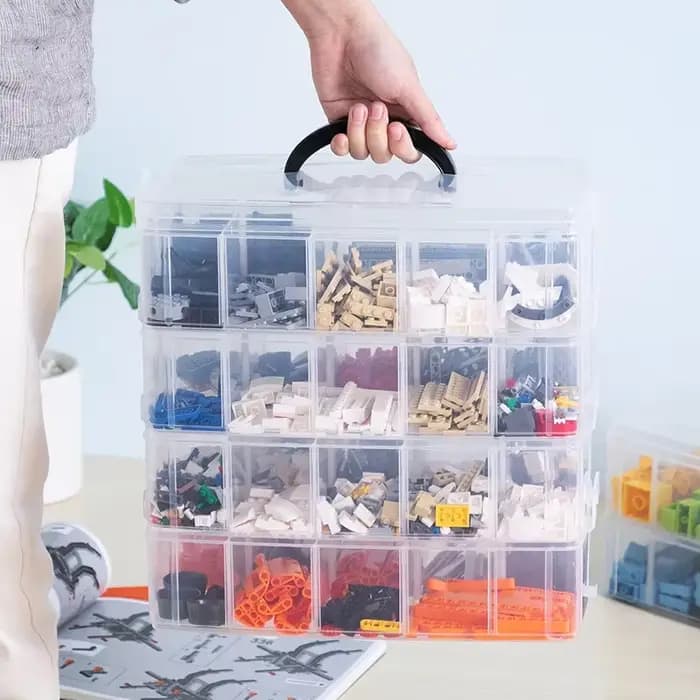 Boîte de rangement grande capacité transparente multicouche pour jouets