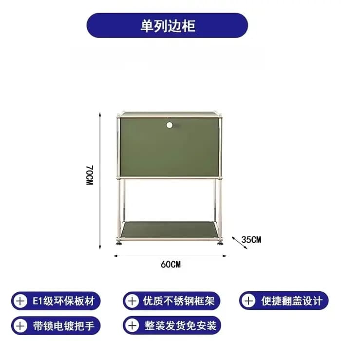 Armoire de cuisine moderne simplicité vert Olive casier de rangement en acier inoxydable commode org