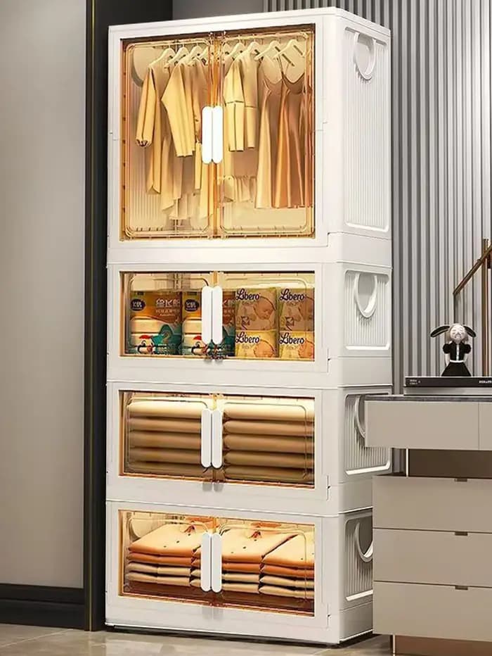 Armoire de rangement en plastique Transparent pliable