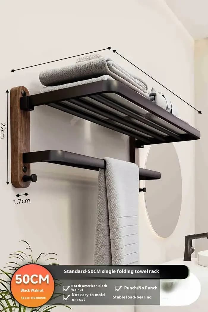 Porte-serviettes de salle de bain en noyer