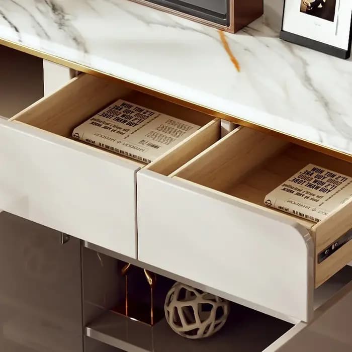 Meuble à chaussures pour salon, armoire de rangement en bois massif style crème, buffet moderne en bois, étagère à chaussures blanche avec poignées métalliques