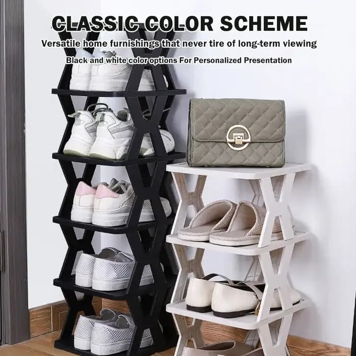 Étagère à chaussures en plastique simple pour l'entrée