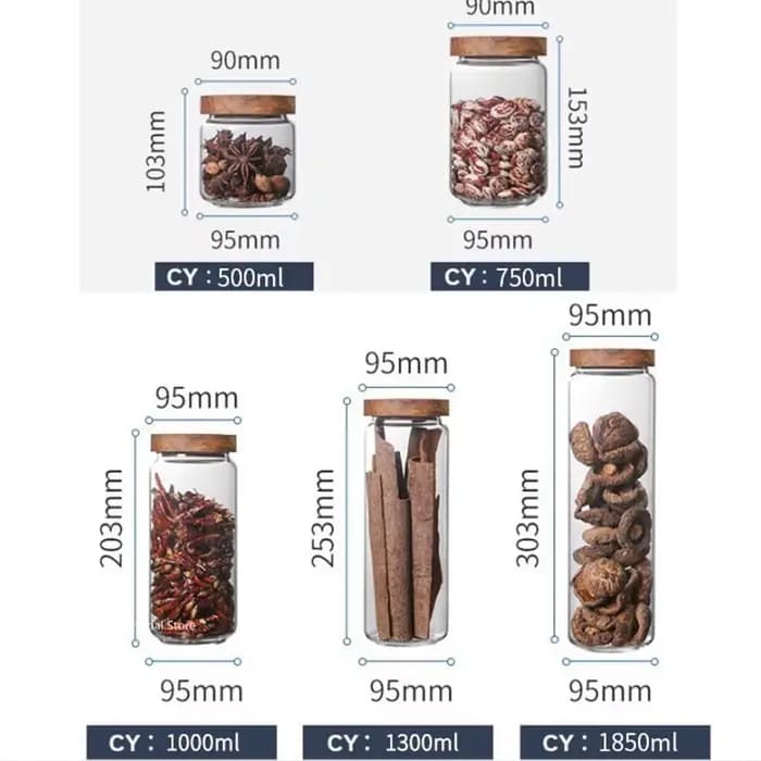 Couvercle en bois verre hermétique bidon cuisine bouteilles de stockage pots récipient alimentaire Grains thé café