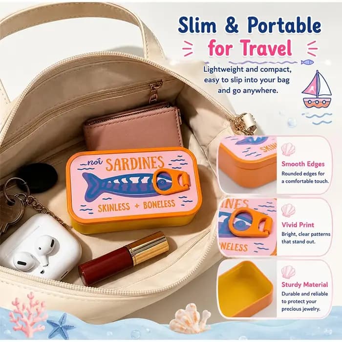 Boîte de rangement pour sardines, boîte à bijoux à ouverture coulissante imprimée en 3D, boîte à bijoux multicolore miniature portable pour la maison, artisanat décoratif, cadeaux.