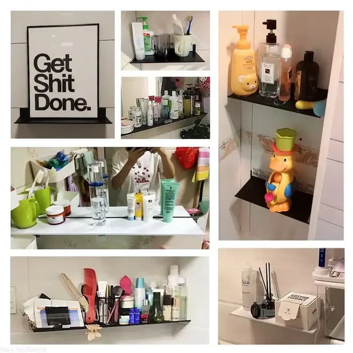 Étagère de rangement murale en aluminium blanc pour douche