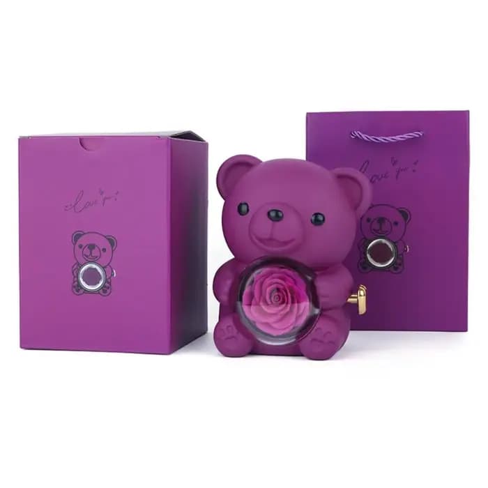 Boîte à bijoux rotative en plastique en forme d'ours
