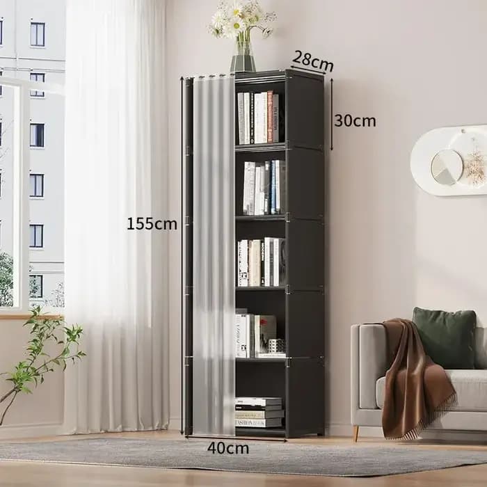 Armoire simple en tissu, grande capacité, étagère de rangement polyvalente, forte capacité de charge, bibliothèque anti-poussière