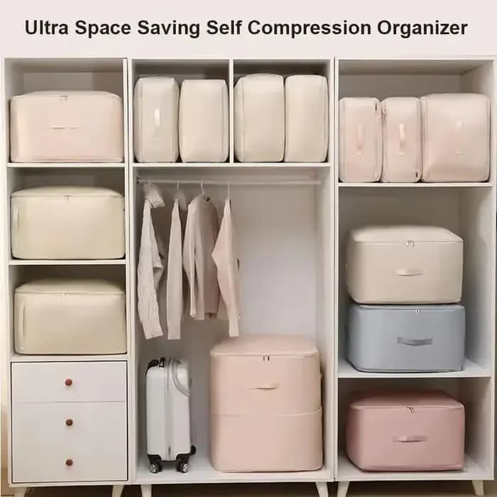 Sac de rangement auto-compresseur robuste – Organisateur portable pour vêtements