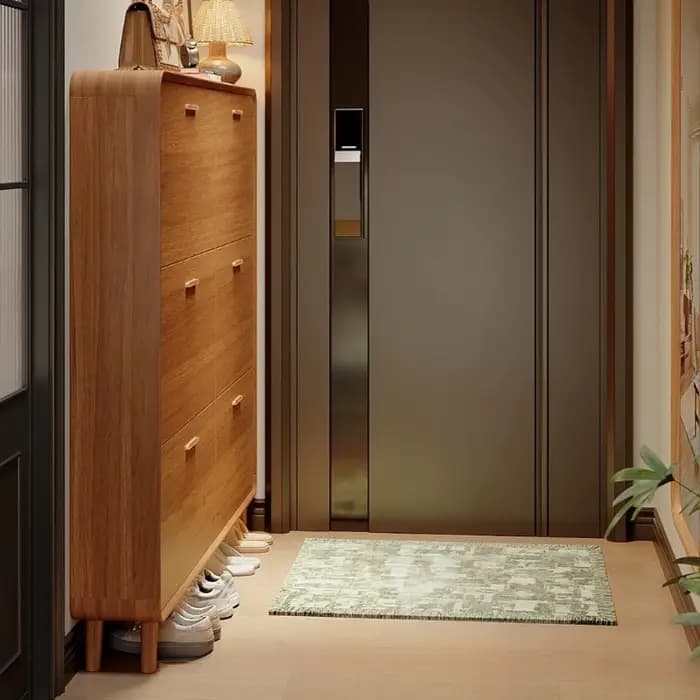 Meuble à chaussures fin et peu encombrant en bois
