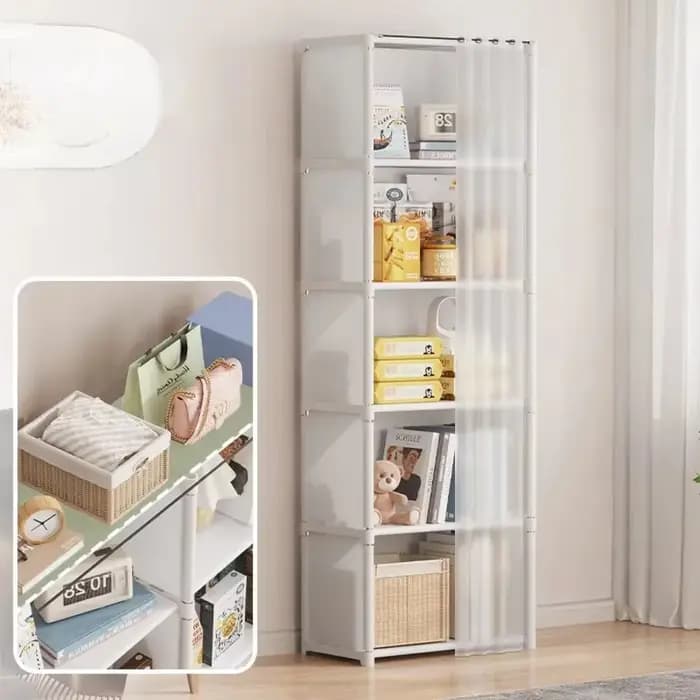 Armoire simple en tissu, grande capacité, étagère de rangement polyvalente, forte capacité de charge, bibliothèque anti-poussière