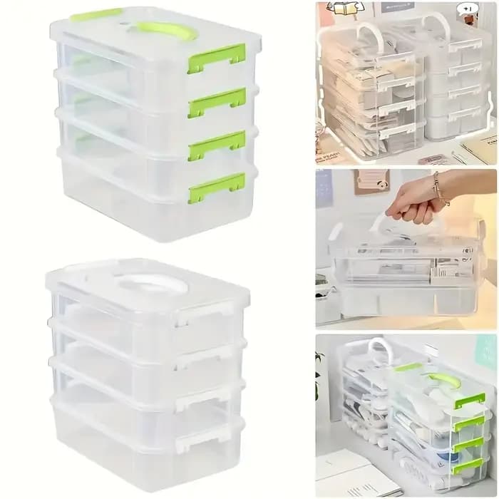 Boîte de rangement en plastique Transparent à 4 couches