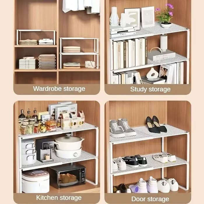 Étagère de placard robuste et réglable en hauteur, support de rangement extensible et rétractable, étagère de cabinet peu encombrante