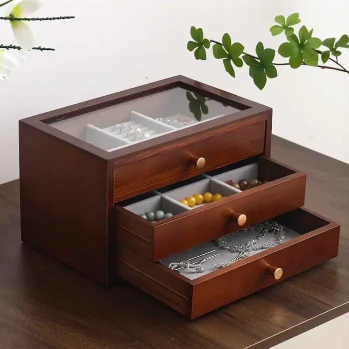 Boîte à Bijoux en Bois Multifonctionnelle de Style MELStyle Rétro