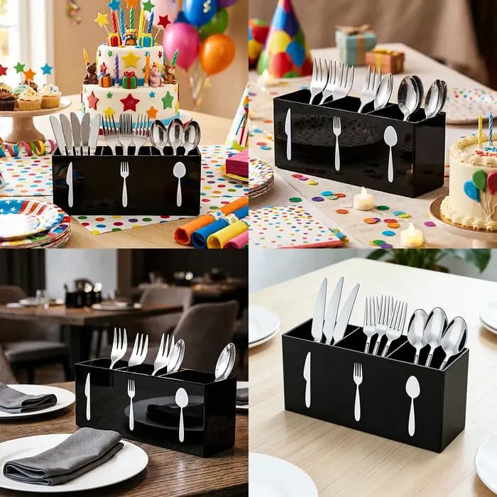 Boîte de rangement pour couverts, décoration de fête d'anniversaire, organisateur de comptoir de cuisine, table à manger, restaurant, support pour fourchettes, couteaux, cuillères