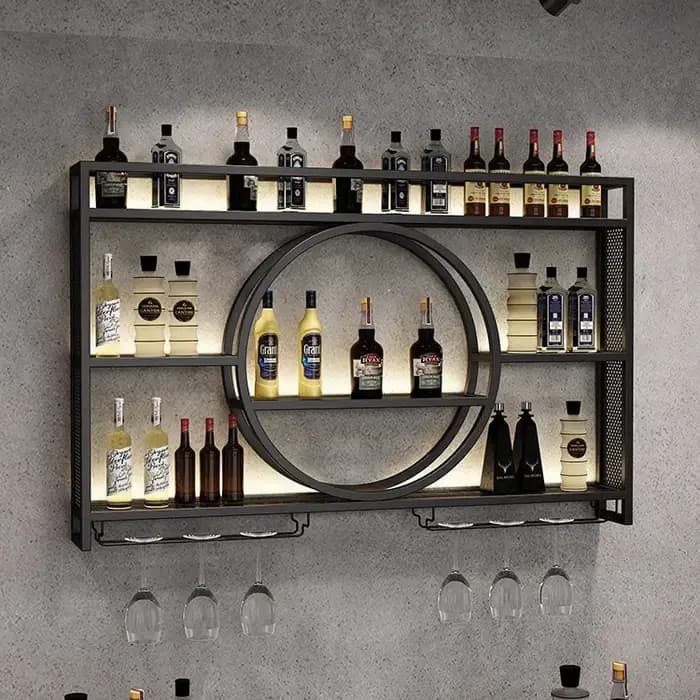 Casier à vin mural suspendu porte-bouteille de vin support à verres à pied en métal étagère à vin flottante pour affichage de stockage de cuisine de Bar à la maison