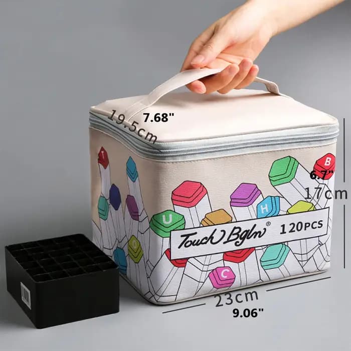 40/80/120/168 couleurs sac seulement marqueur stylo sac de rangement en cuir forme carrée trousse à crayons